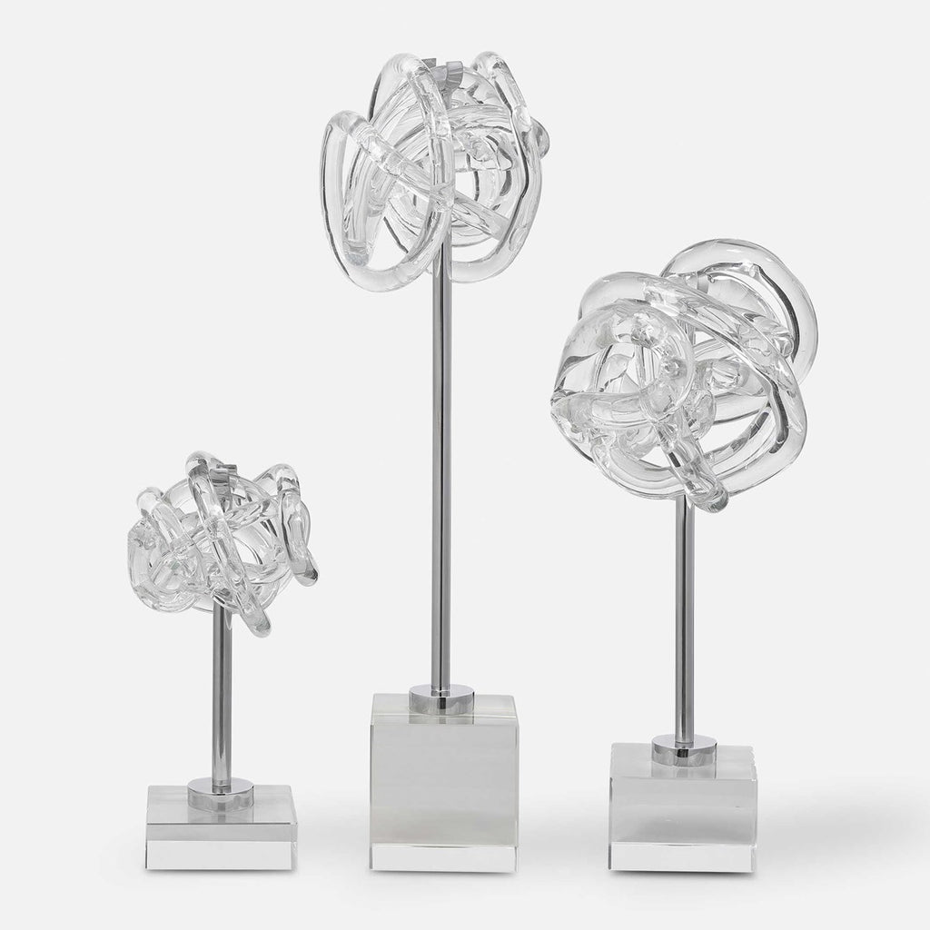 Neuron Glass Table Top Sculptures, Set of 3 - Bombay Mercantile