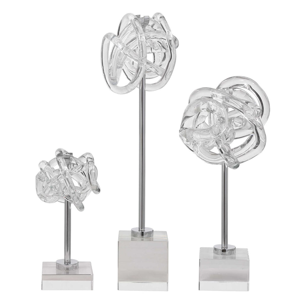 Neuron Glass Table Top Sculptures, Set of 3 - Bombay Mercantile