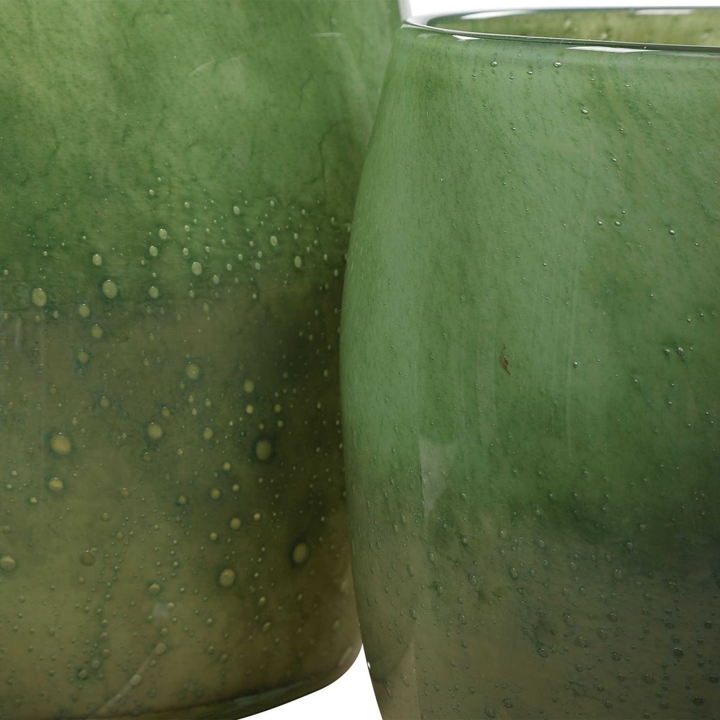 Matcha Green Glass Vases, Set of 2 - Bombay Mercantile