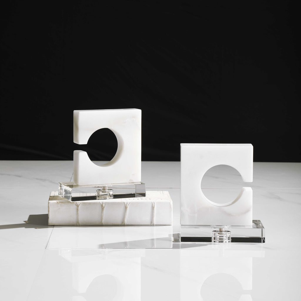 Clarin White & Gray Bookends, Set of 2 - Bombay Mercantile