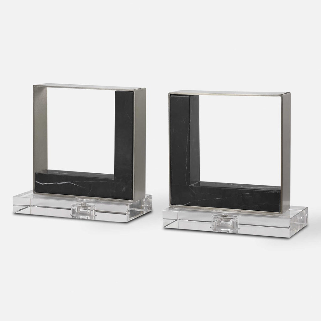 Tilman Modern Marble Bookends, Set of 2 - Bombay Mercantile
