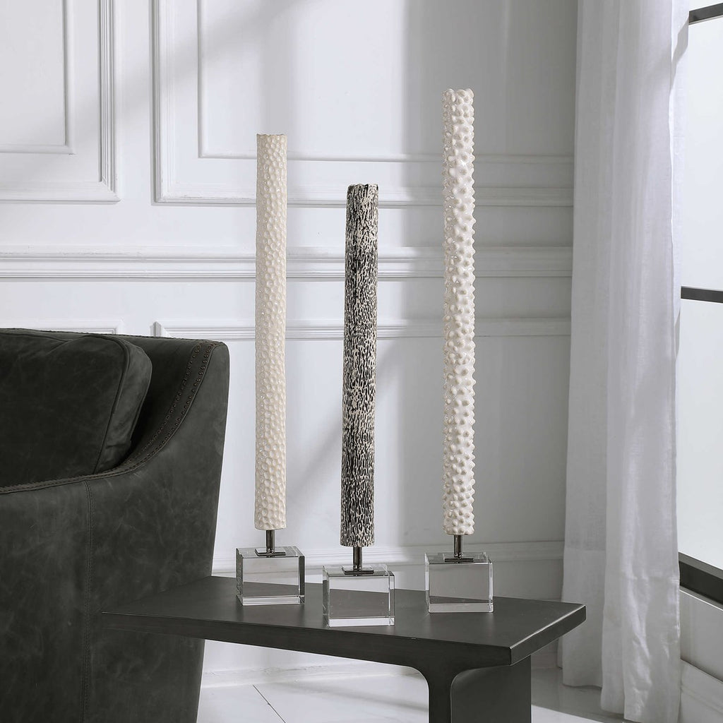 Makira Cylindrical Sculptures, Set of 3 - Bombay Mercantile