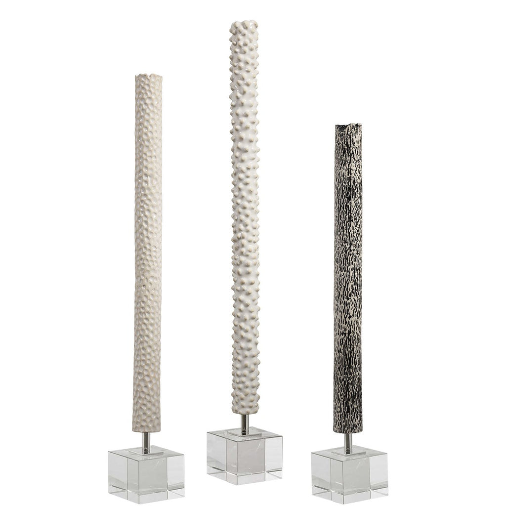 Makira Cylindrical Sculptures, Set of 3 - Bombay Mercantile
