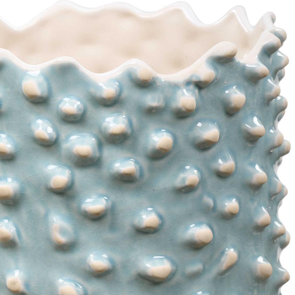 Ciji Aqua Ceramic Vases, Set of 2 - Bombay Mercantile