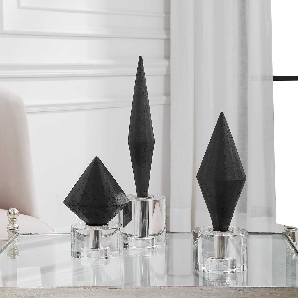 Alize Black Sculptures, Set of 3 - Bombay Mercantile