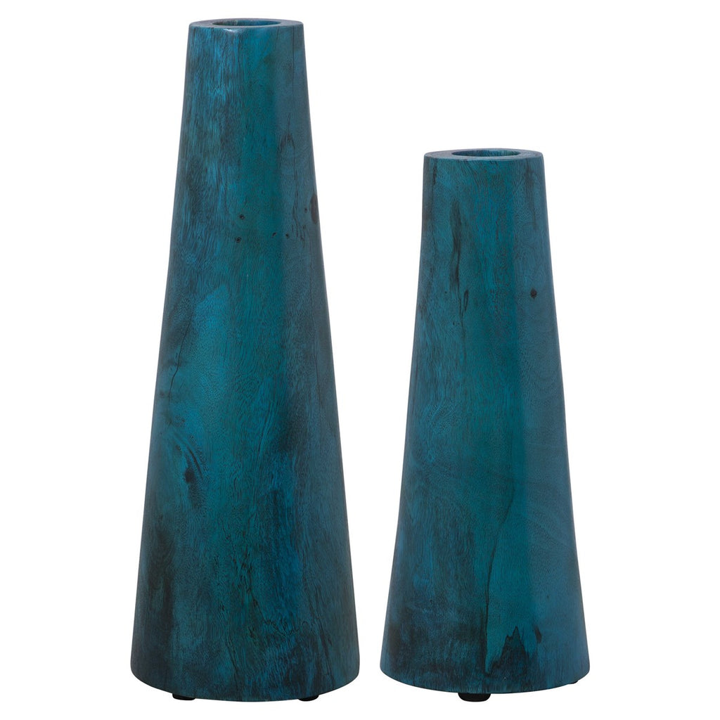 Mambo Blue Vases, Set of 2 - Bombay Mercantile