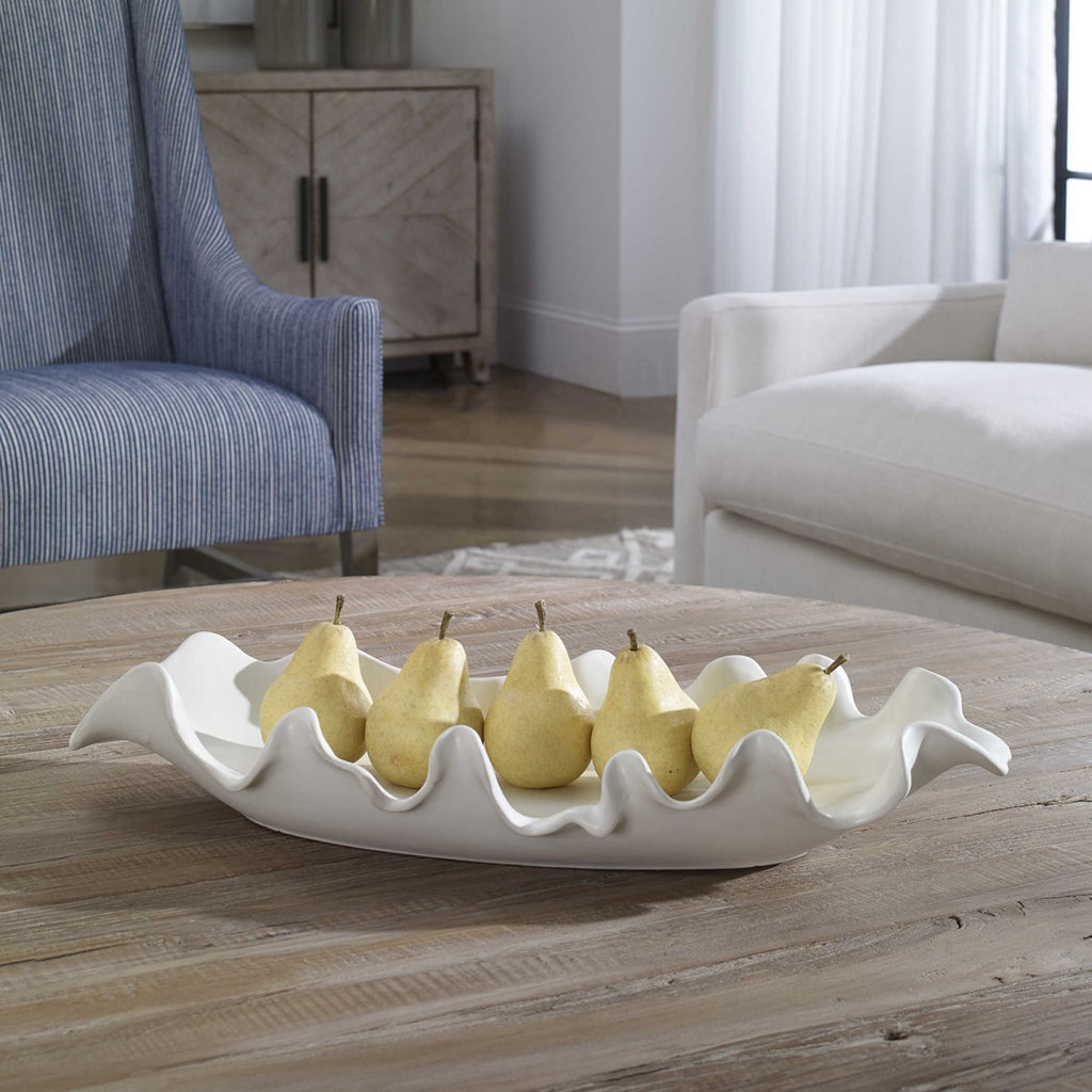 Ruffled Feathers Modern White Bowl - Bombay Mercantile