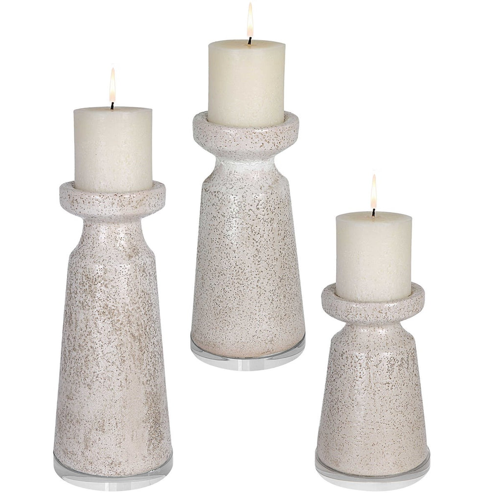 Kyan Ceramic Candleholders, Set of 3 - Bombay Mercantile