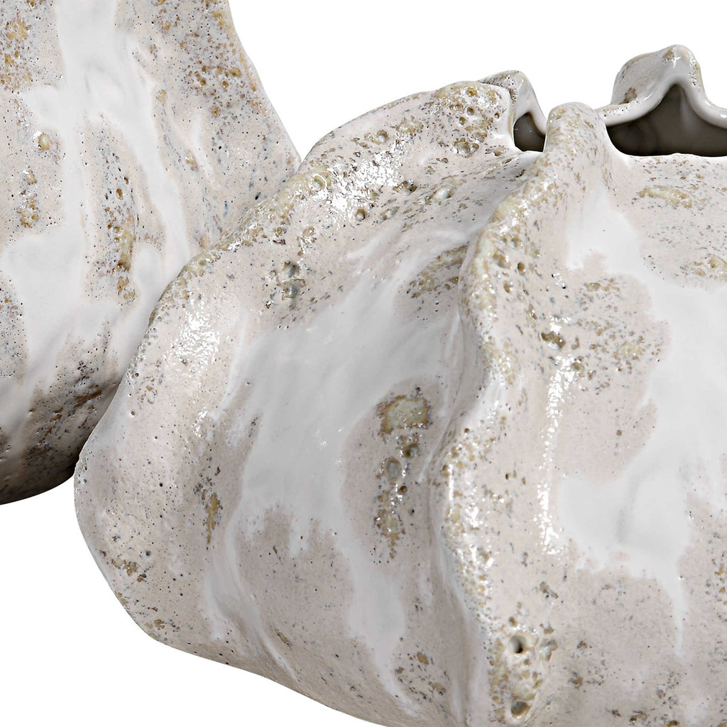 Urchin Textured Ivory Vases, Set of 2 - Bombay Mercantile