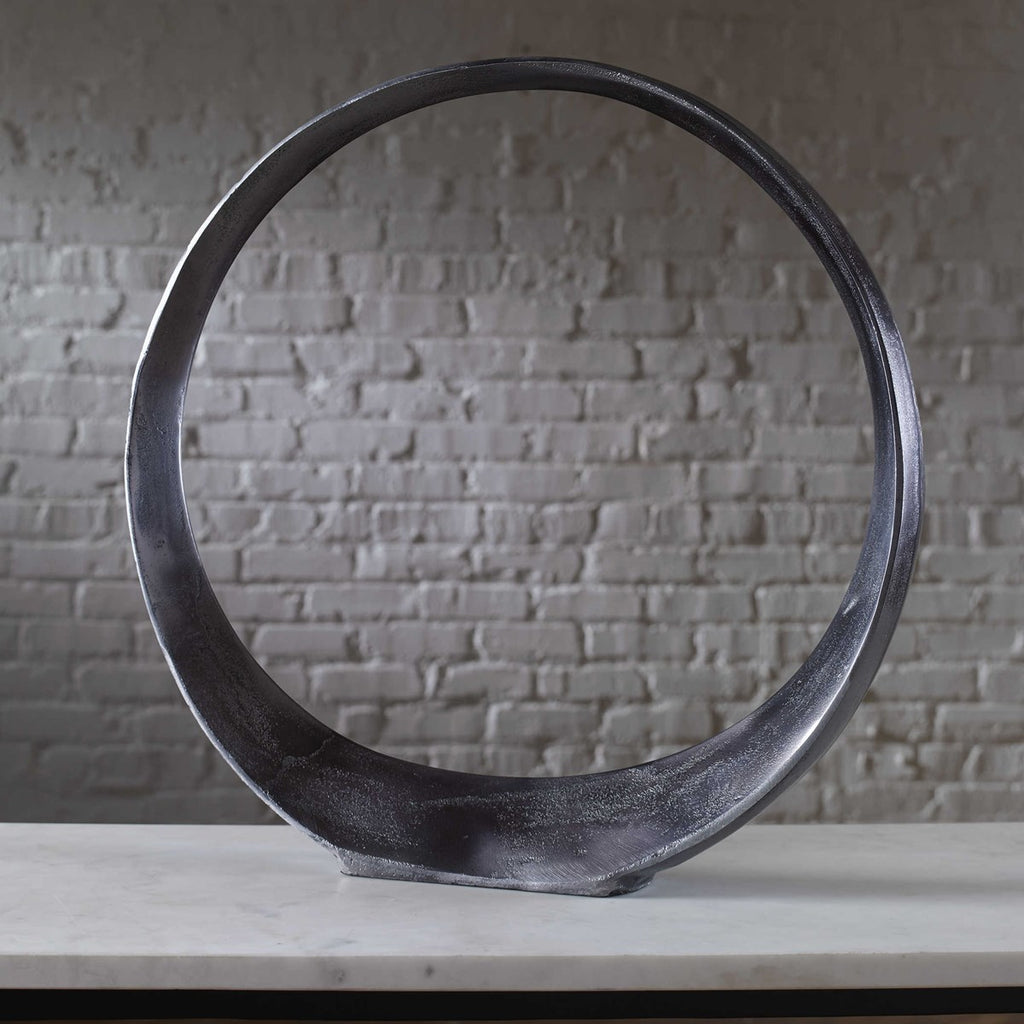 Orbits Black Nickel Large Ring Sculpture - Bombay Mercantile
