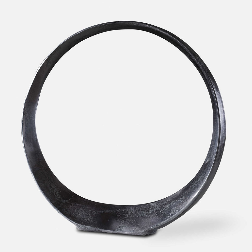Orbits Black Nickel Large Ring Sculpture - Bombay Mercantile