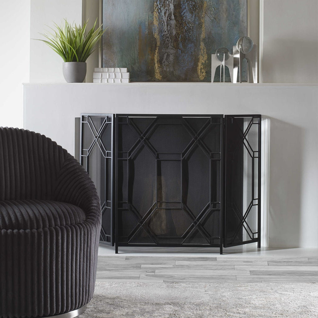 Rosen Geometric Fireplace Screen - Bombay Mercantile
