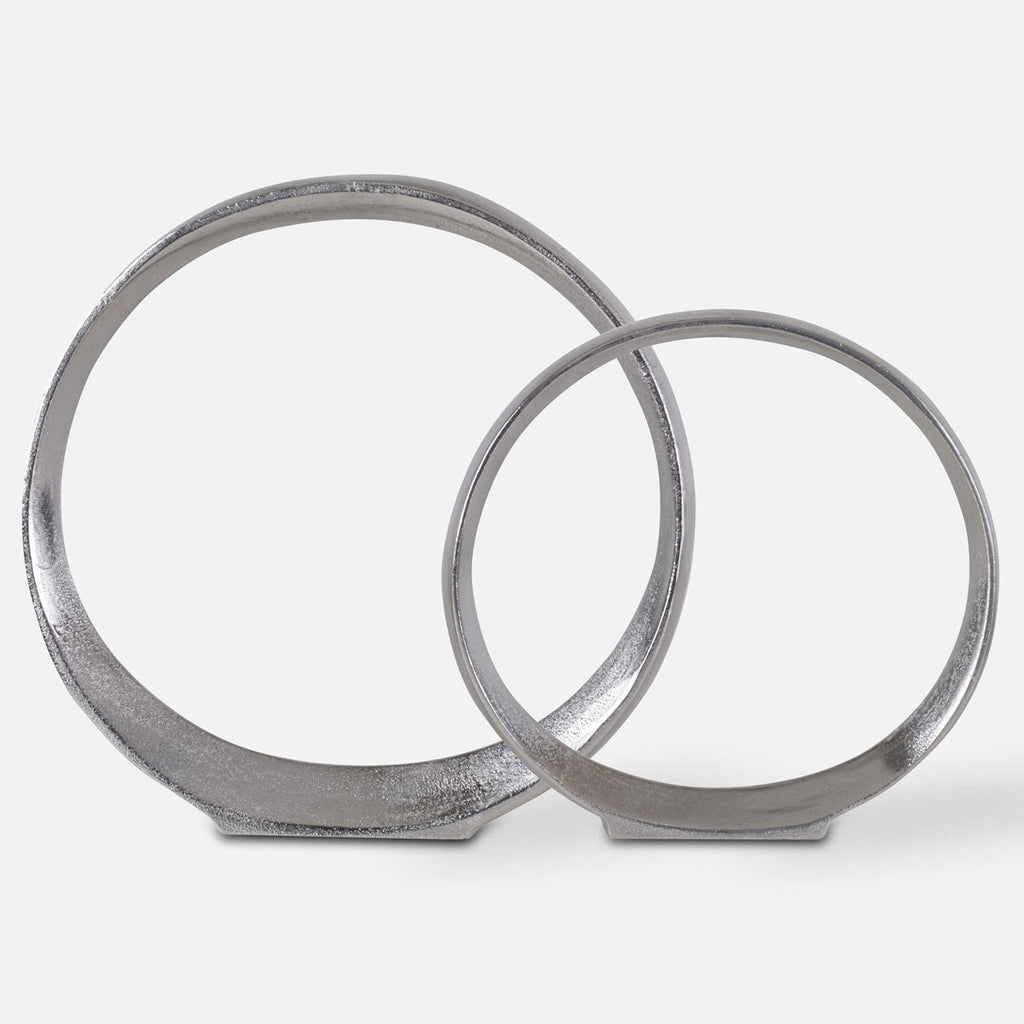 Orbits Nickel Ring Sculptures, Set of 2 - Bombay Mercantile