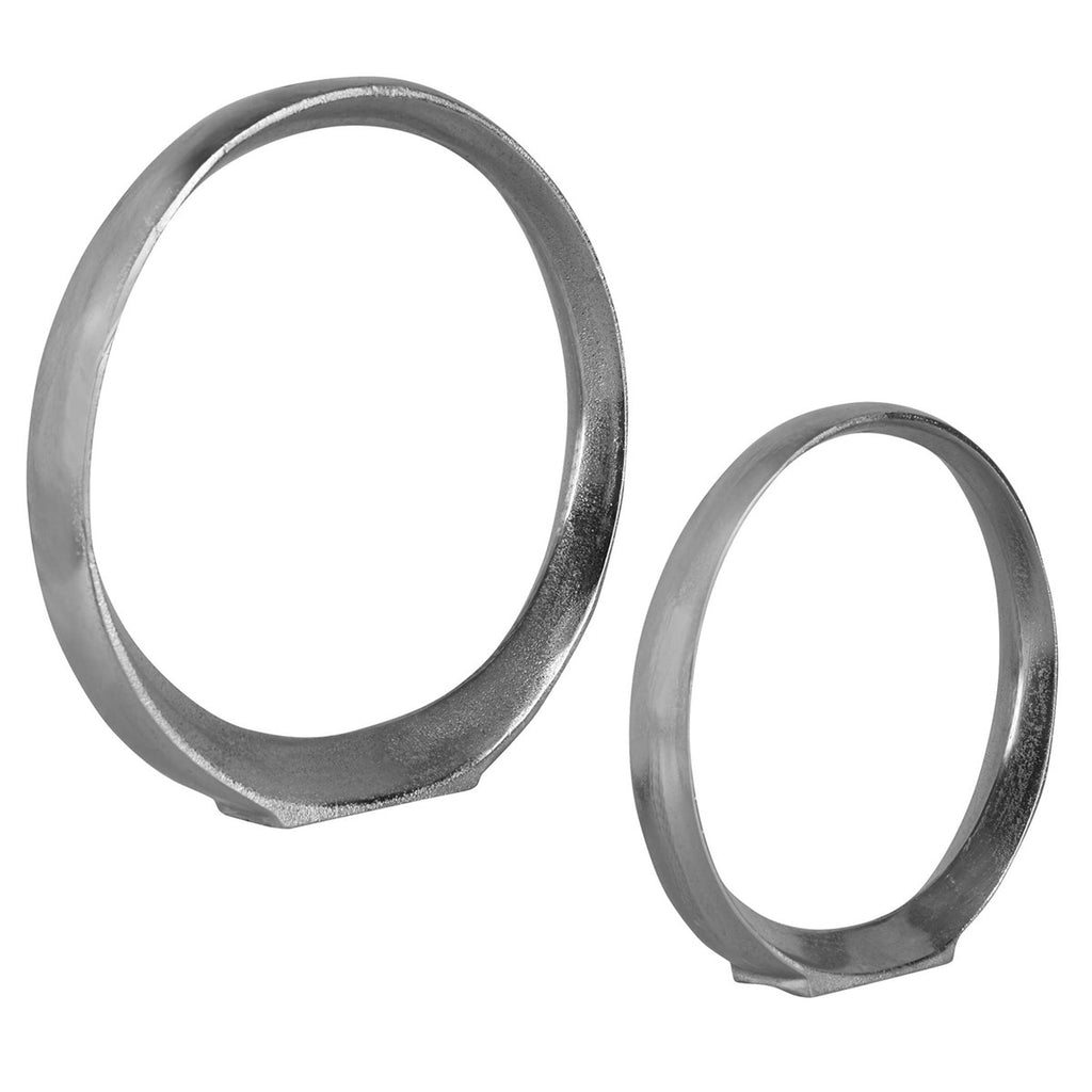 Orbits Nickel Ring Sculptures, Set of 2 - Bombay Mercantile