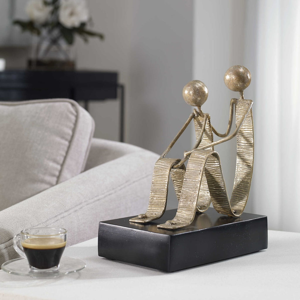 Friendship Rustic Gold Sculpture - Bombay Mercantile