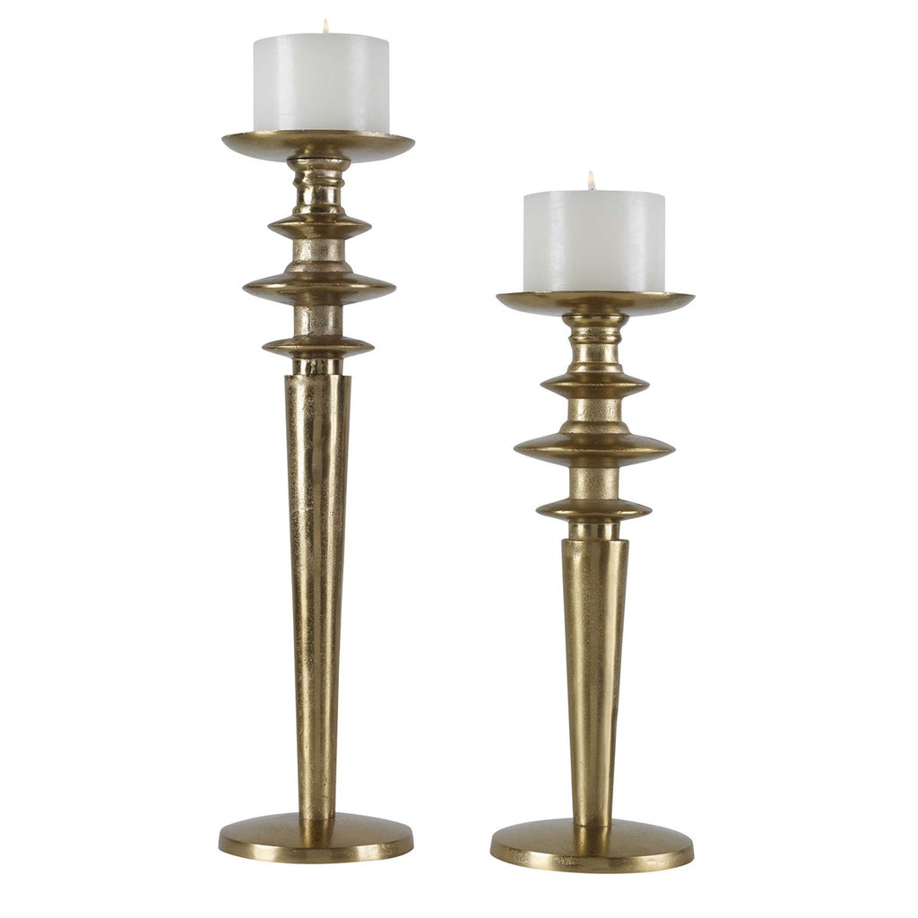 Highclere Gold Candleholders, Set of 2 - Bombay Mercantile