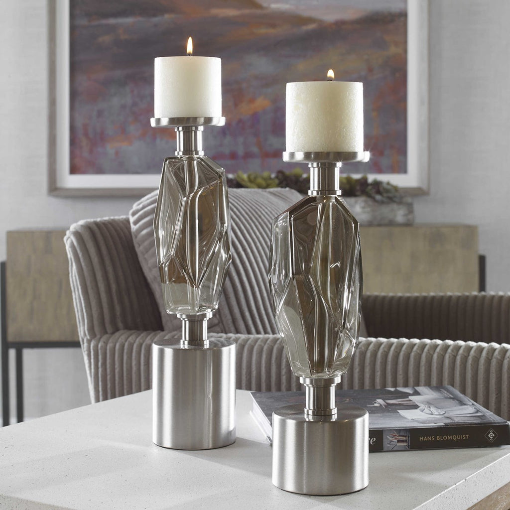 Ore Candleholders, Set of 2 - Bombay Mercantile