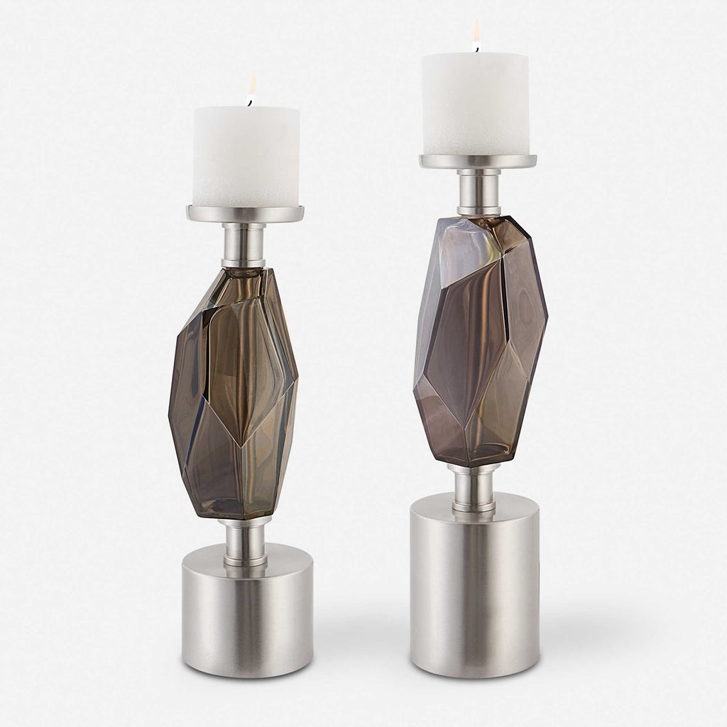 Ore Candleholders, Set of 2 - Bombay Mercantile