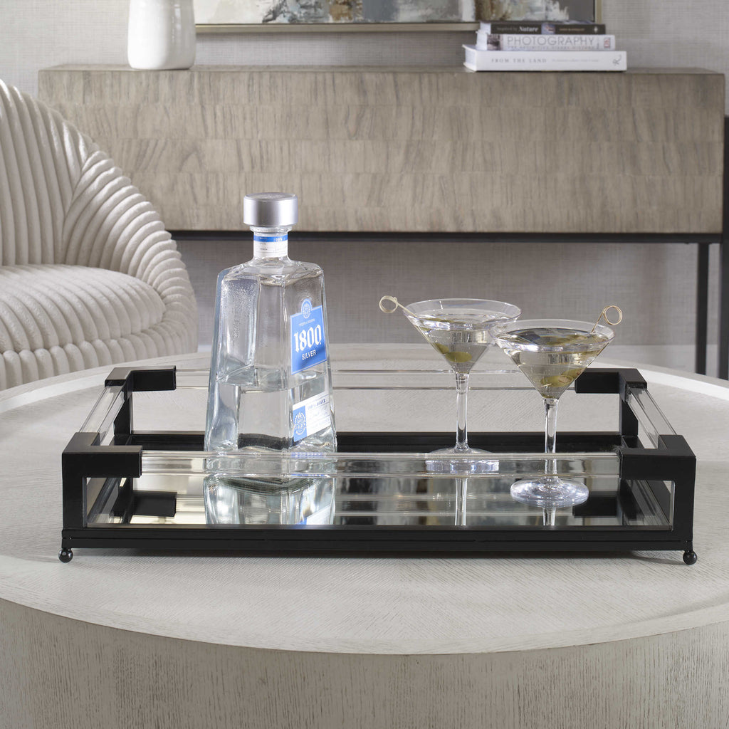 Balkan Mirrored Iron Tray - Bombay Mercantile