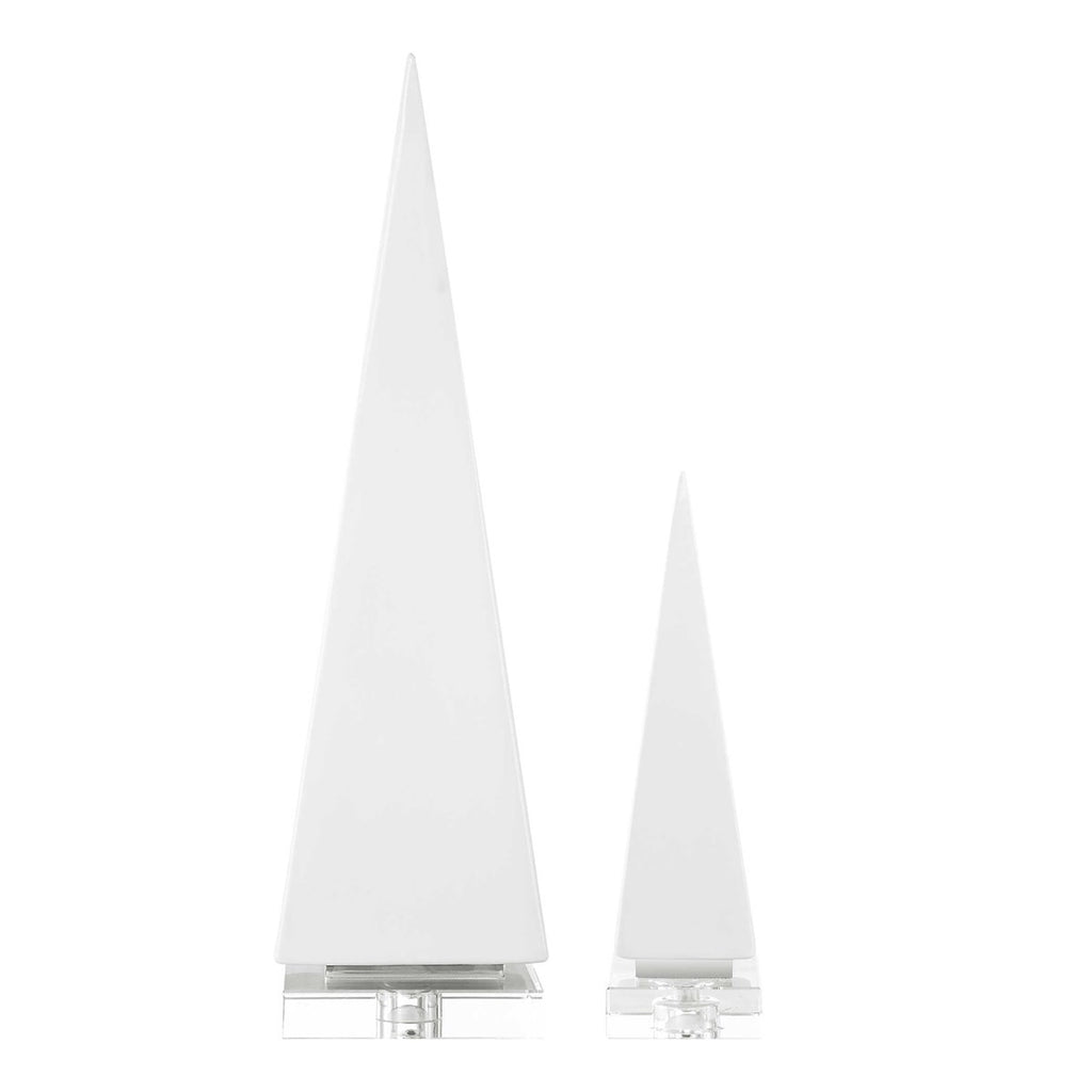 Great Pyramids Sculpture In White, Set of 2 - Bombay Mercantile