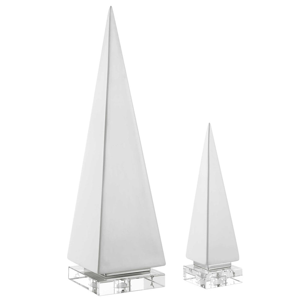 Great Pyramids Sculpture In White, Set of 2 - Bombay Mercantile