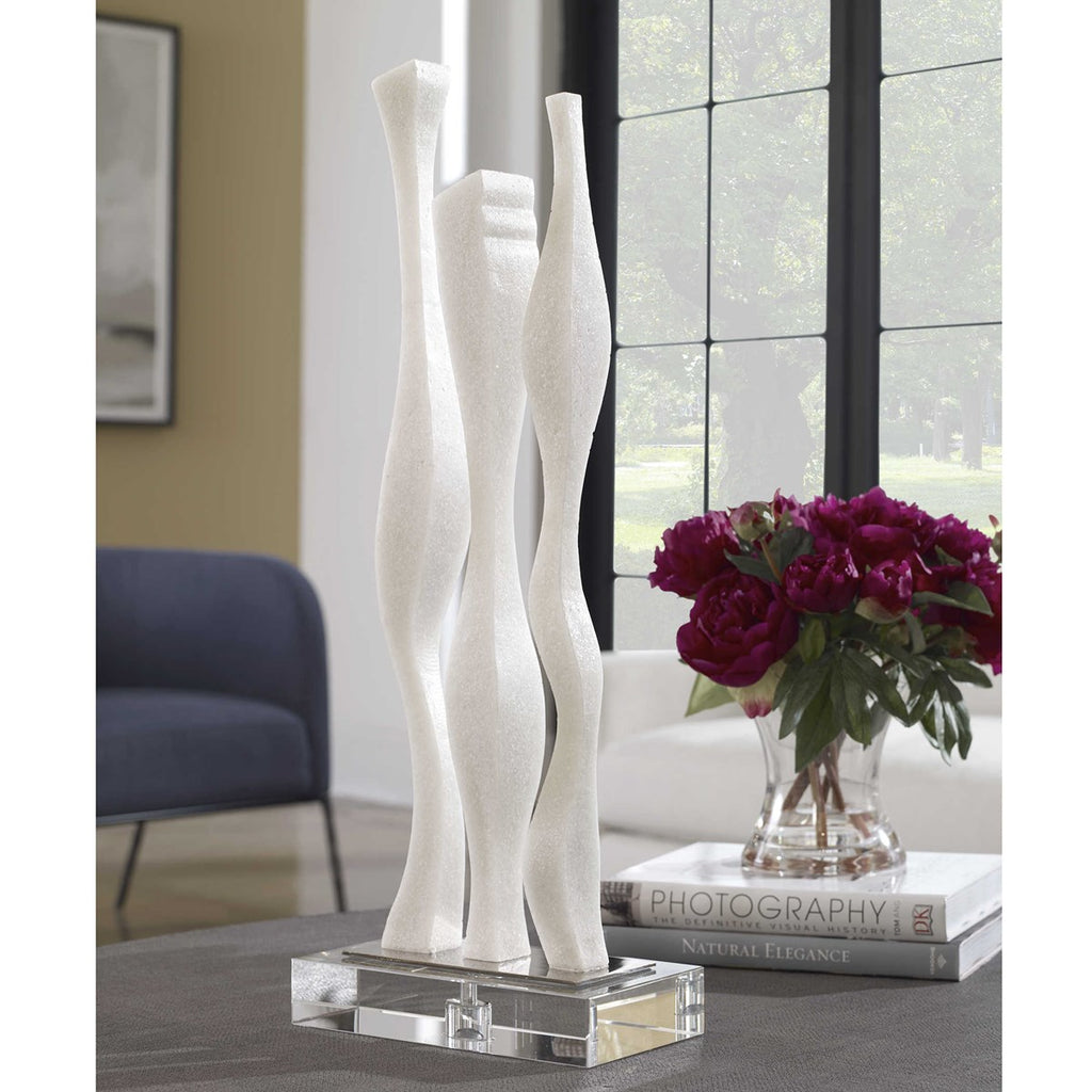 Gale White Marble Sculpture - Bombay Mercantile