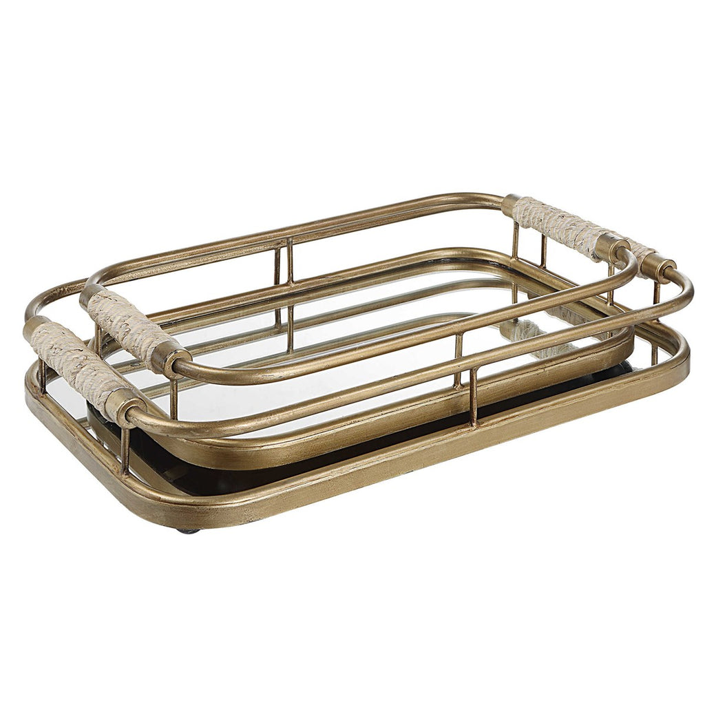 Rosea Brushed Gold Trays, Set of 2 - Bombay Mercantile
