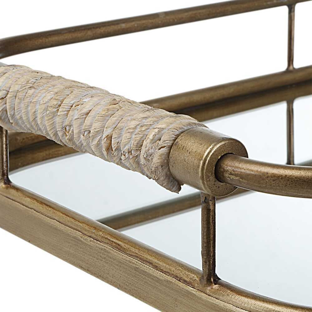 Rosea Brushed Gold Trays, Set of 2 - Bombay Mercantile
