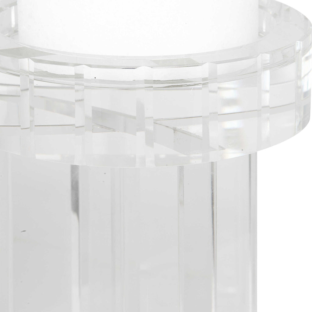 Crystal Pillar Candleholders, Set of 2 - Bombay Mercantile