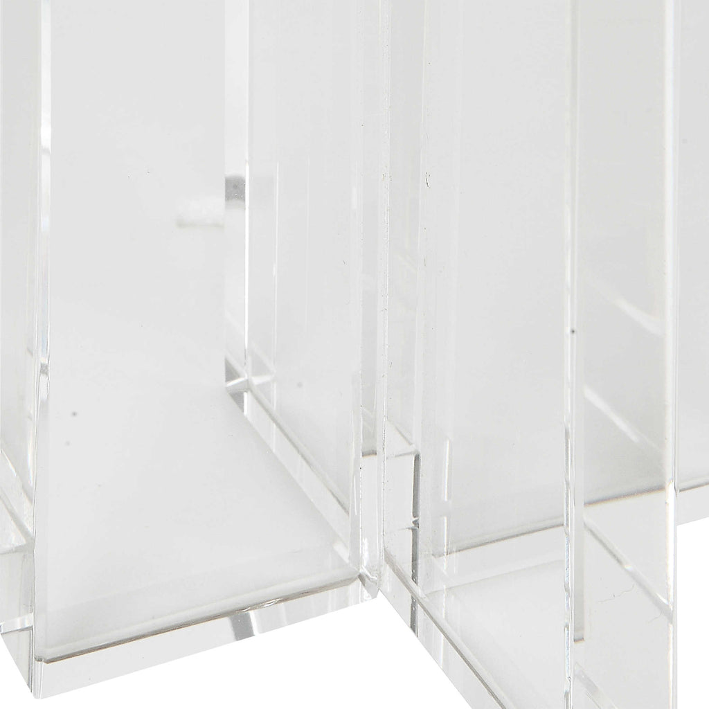 Crystal Pillar Candleholders, Set of 2 - Bombay Mercantile