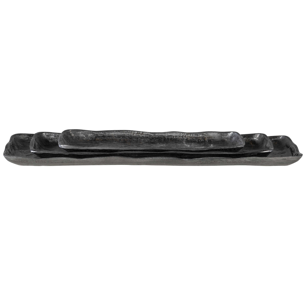 Artisan Antique Nickel Trays, Set of 3 - Bombay Mercantile