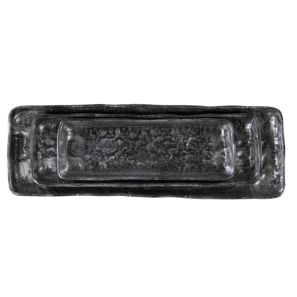 Artisan Antique Nickel Trays, Set of 3 - Bombay Mercantile
