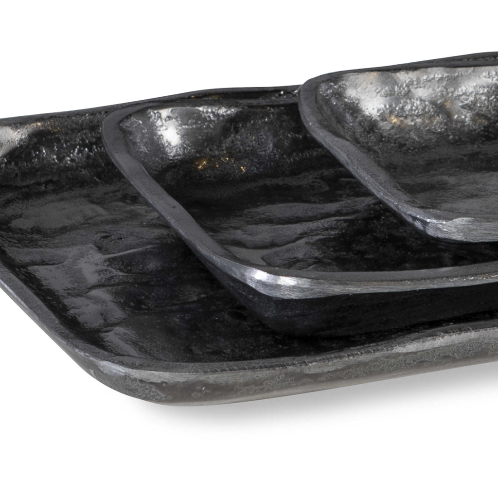 Artisan Antique Nickel Trays, Set of 3 - Bombay Mercantile
