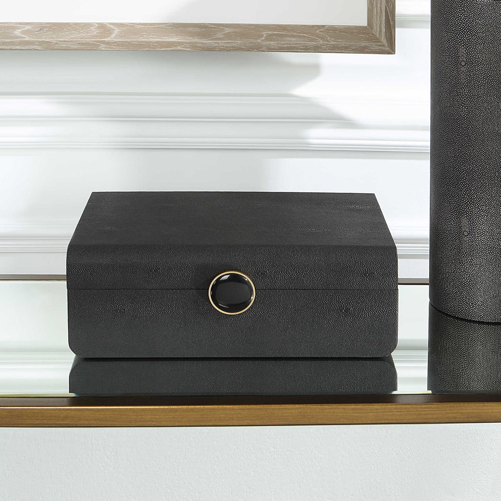 Lalique Black Shagreen Box - Bombay Mercantile