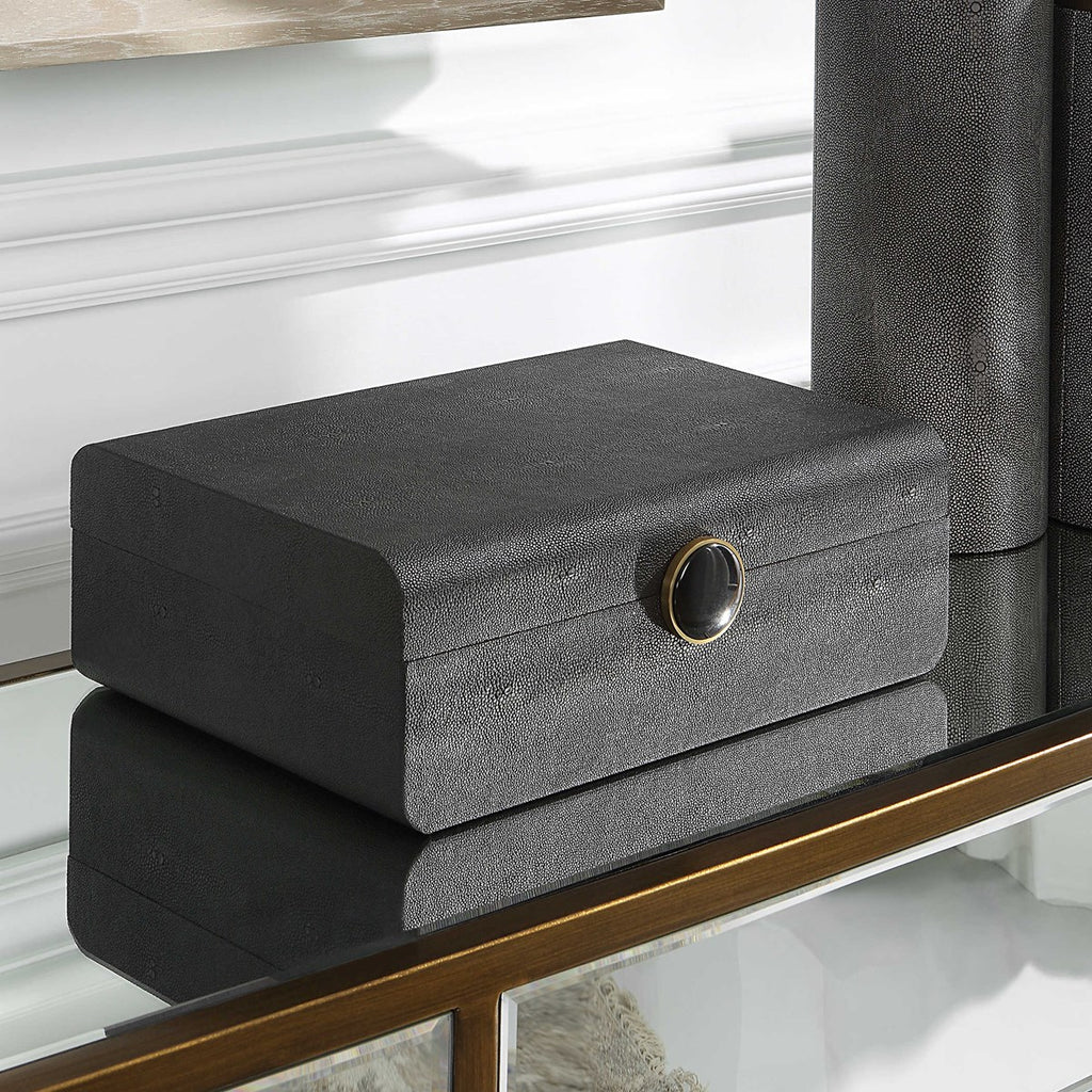 Lalique Black Shagreen Box - Bombay Mercantile