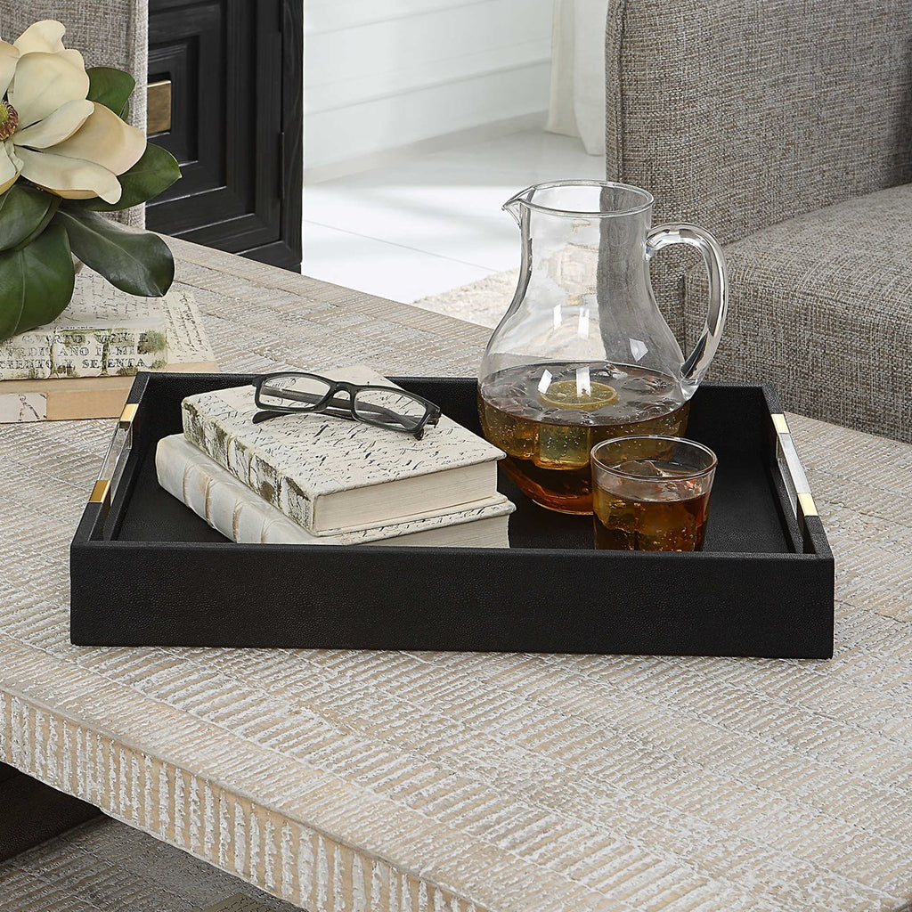 Wessex Black Shagreen Tray - Bombay Mercantile
