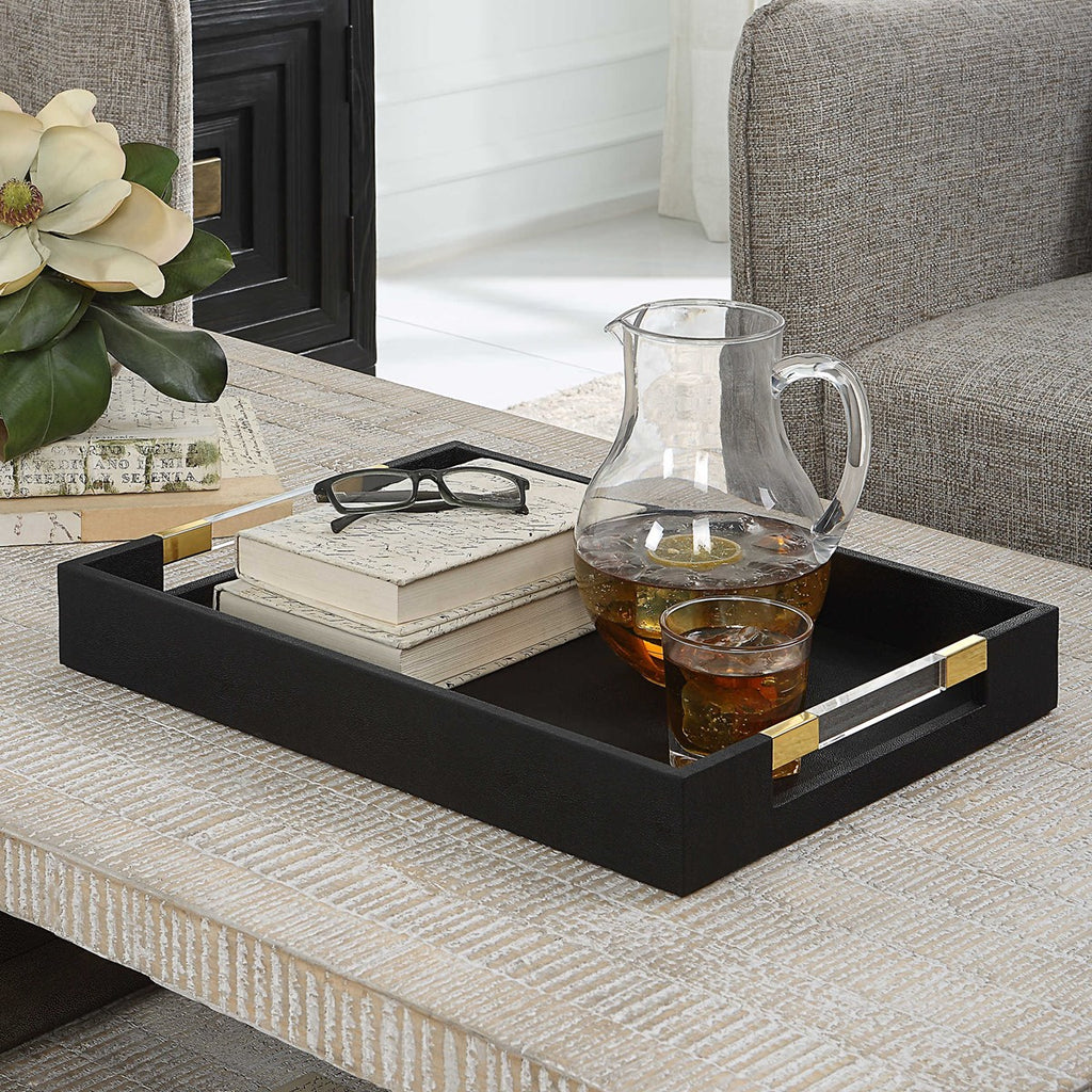 Wessex Black Shagreen Tray - Bombay Mercantile