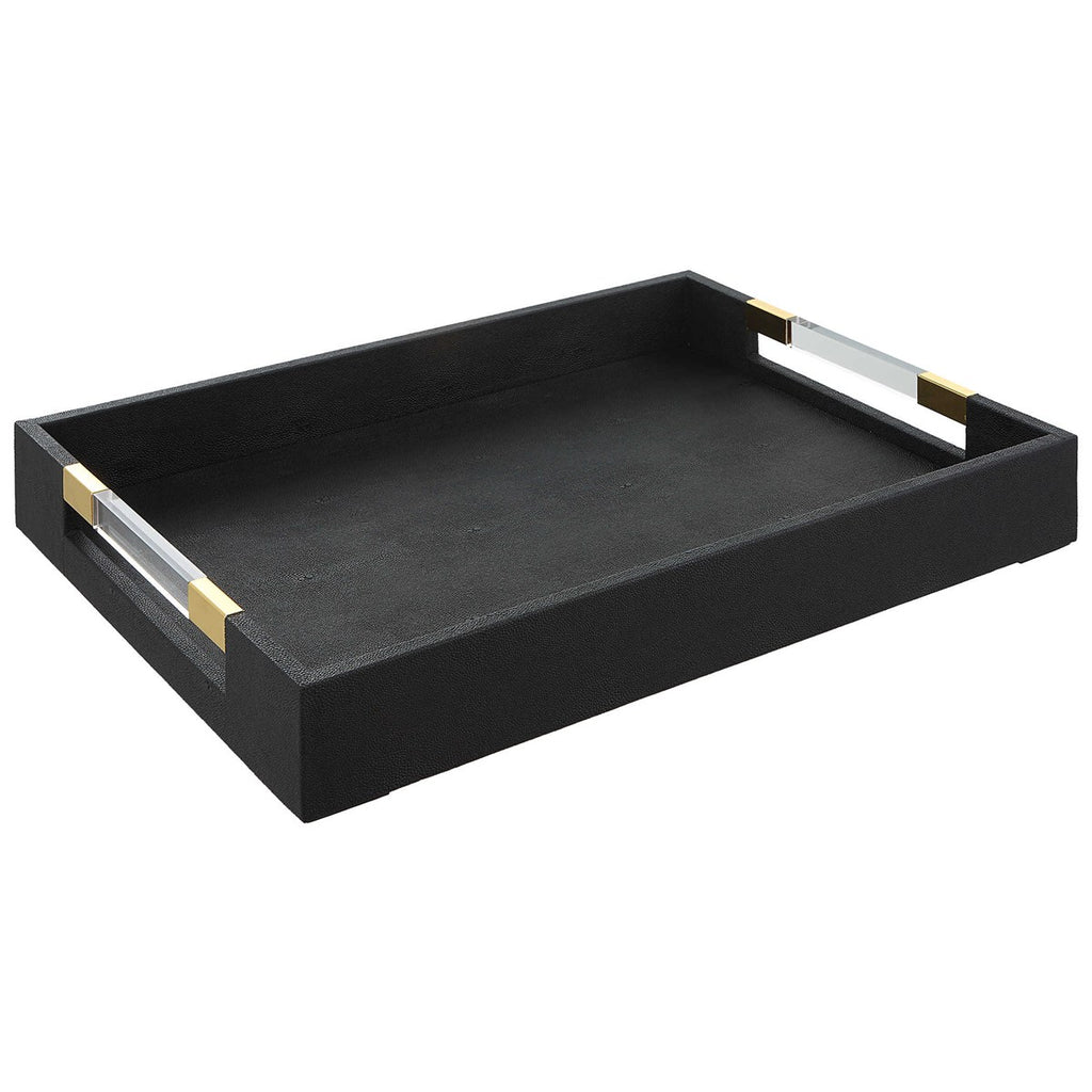Wessex Black Shagreen Tray - Bombay Mercantile