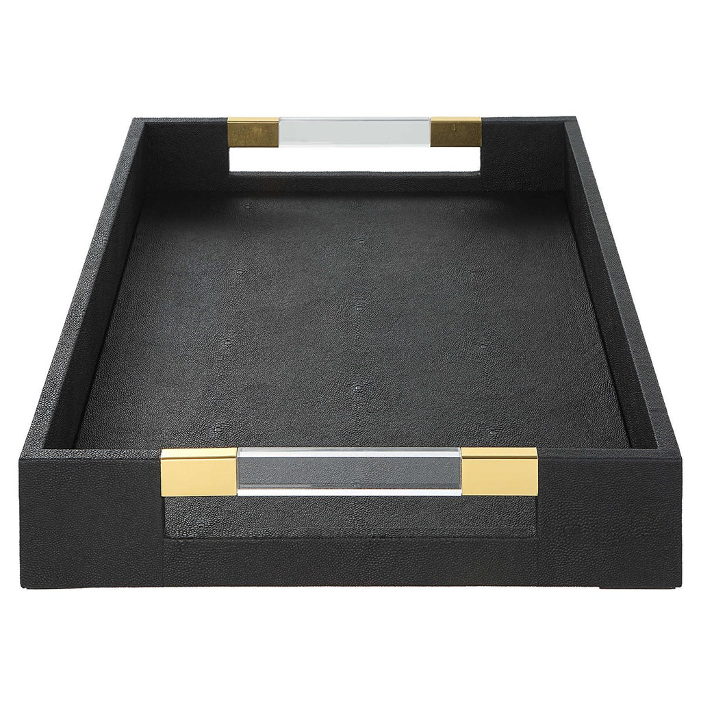 Wessex Black Shagreen Tray - Bombay Mercantile
