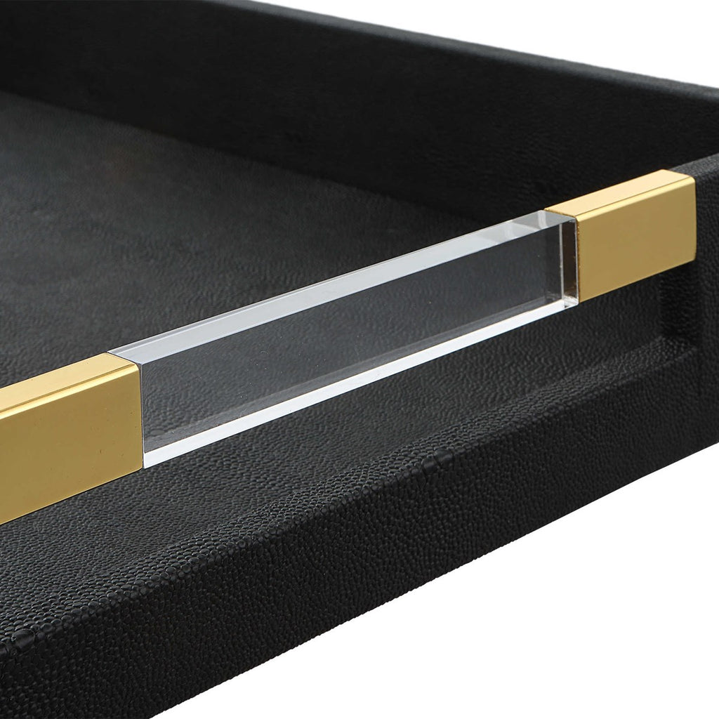 Wessex Black Shagreen Tray - Bombay Mercantile