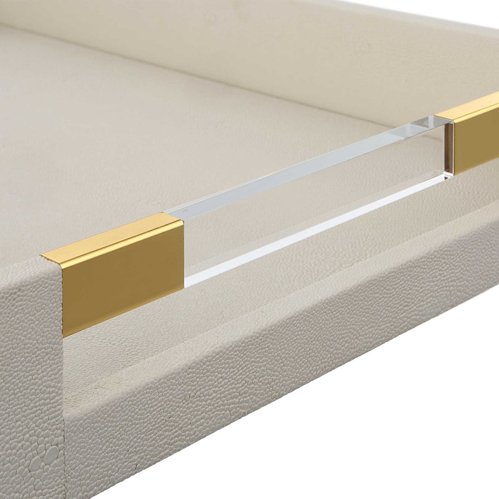 Wessex White Shagreen Tray - Bombay Mercantile