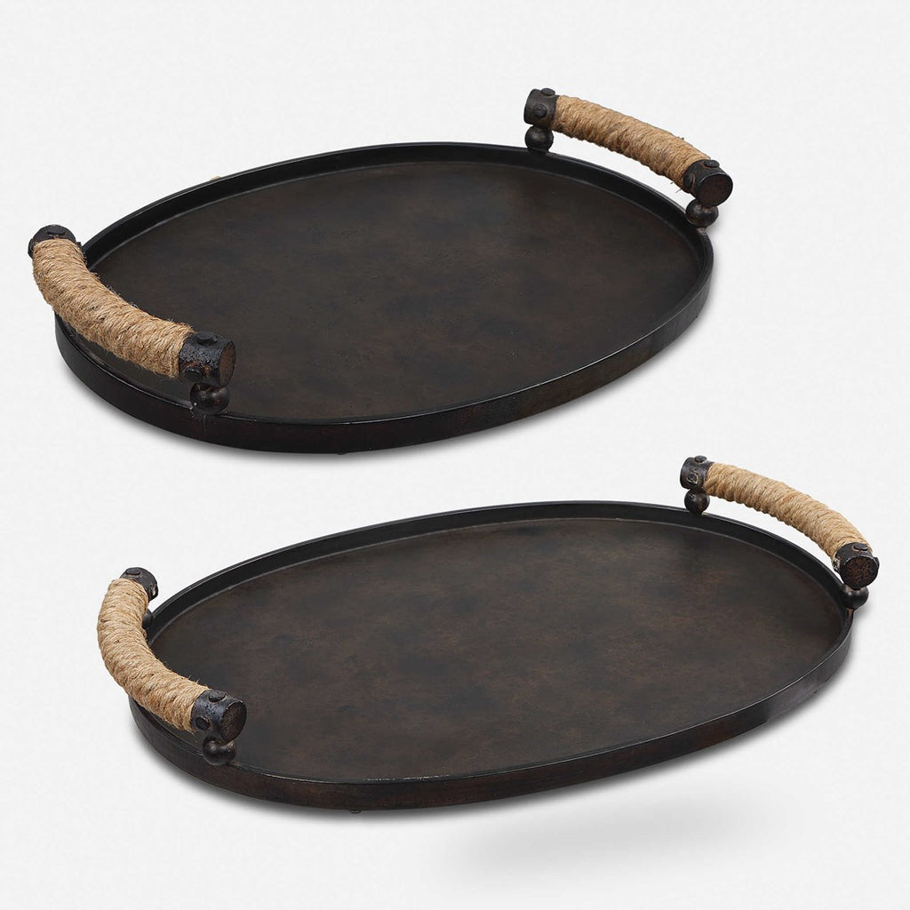 Viggo Bronze Trays, Set of 2 - Bombay Mercantile