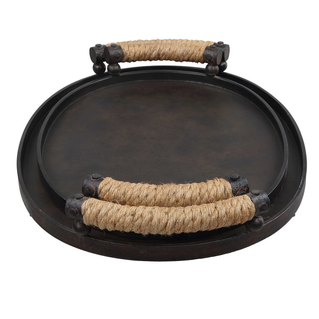 Viggo Bronze Trays, Set of 2 - Bombay Mercantile