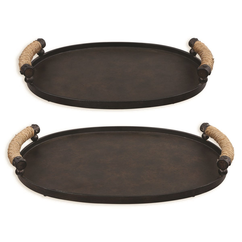 Viggo Bronze Trays, Set of 2 - Bombay Mercantile
