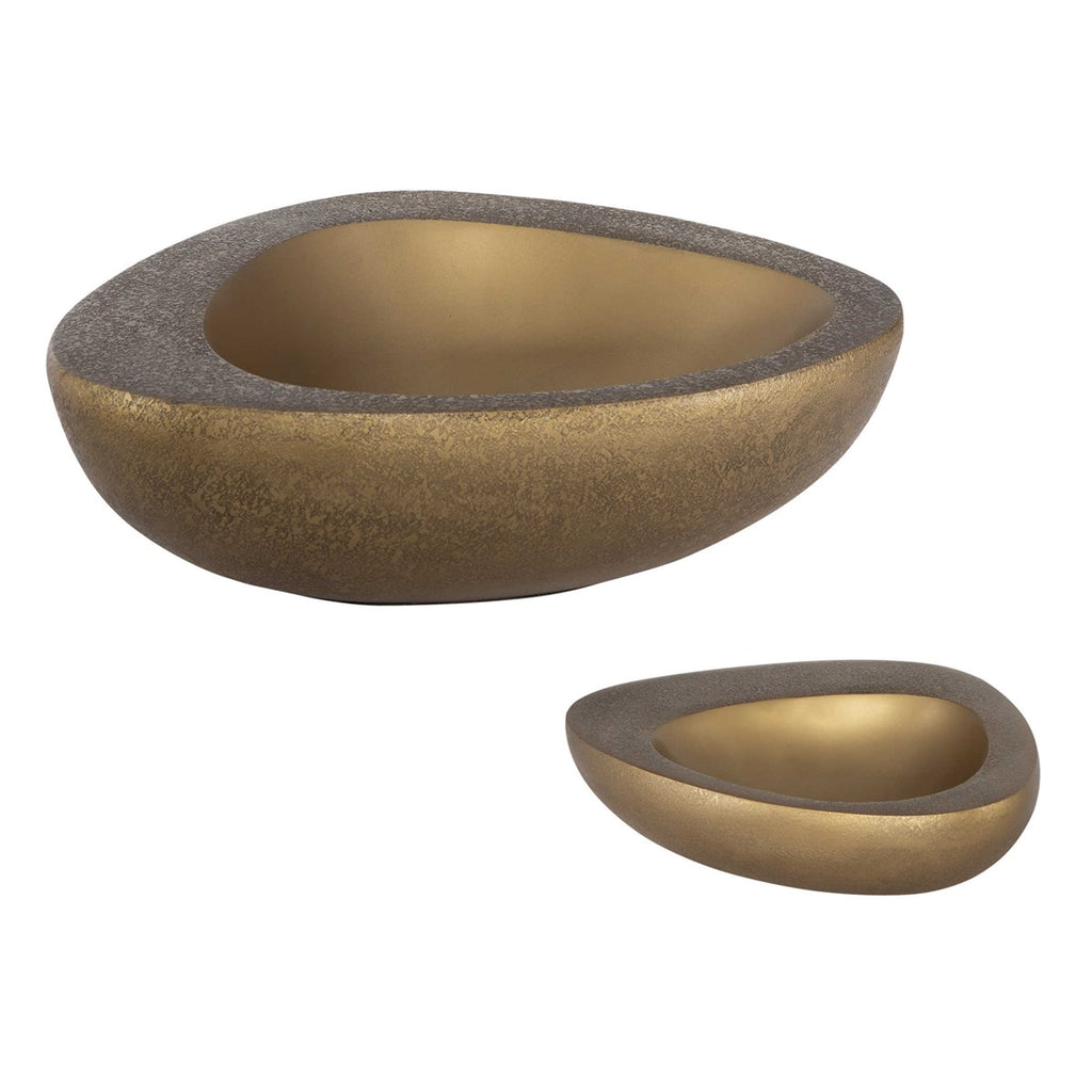 Ovate Brass Bowls, Set Of 2 - Bombay Mercantile
