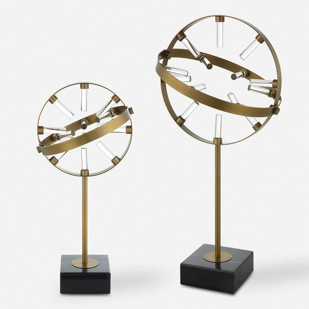 Realm Spherical Brass Sculptures, Set Of 2 - Bombay Mercantile