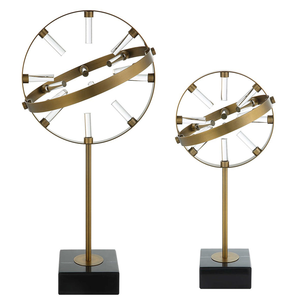 Realm Spherical Brass Sculptures, Set Of 2 - Bombay Mercantile