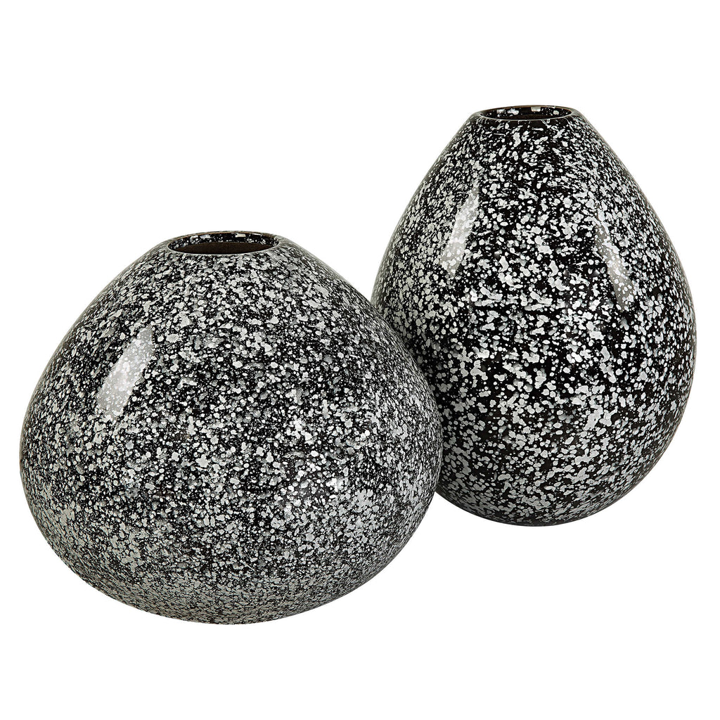 Cosmic Black & White Vases, Set of 2 - Bombay Mercantile