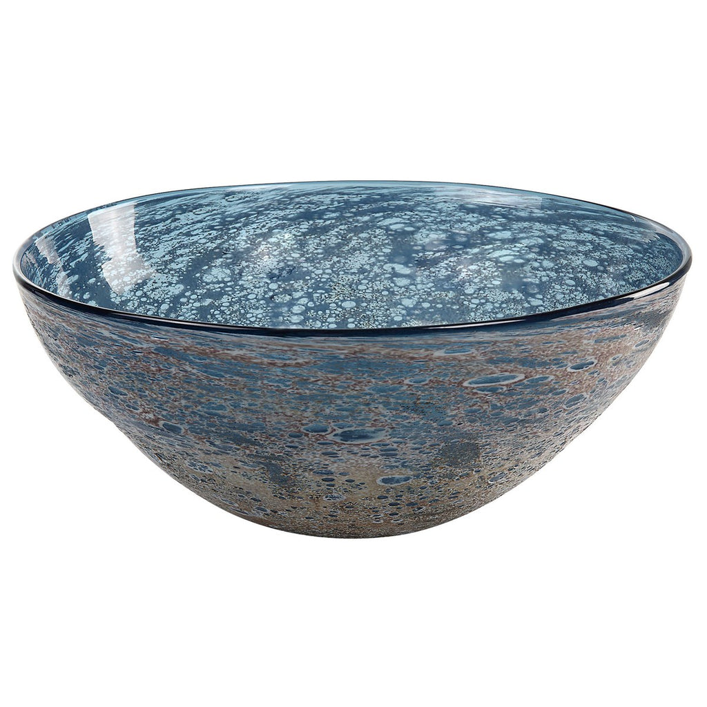 Genovesa Aqua Glass Bowl - Bombay Mercantile