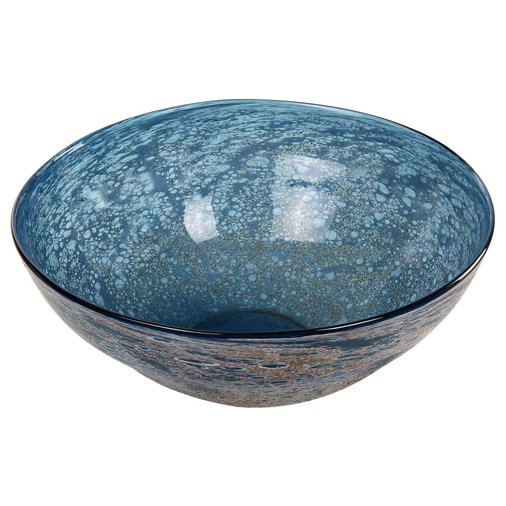 Genovesa Aqua Glass Bowl - Bombay Mercantile